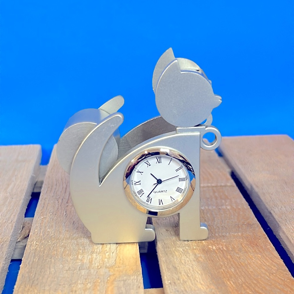 Cat Clock Tape Dispenser Paperweight